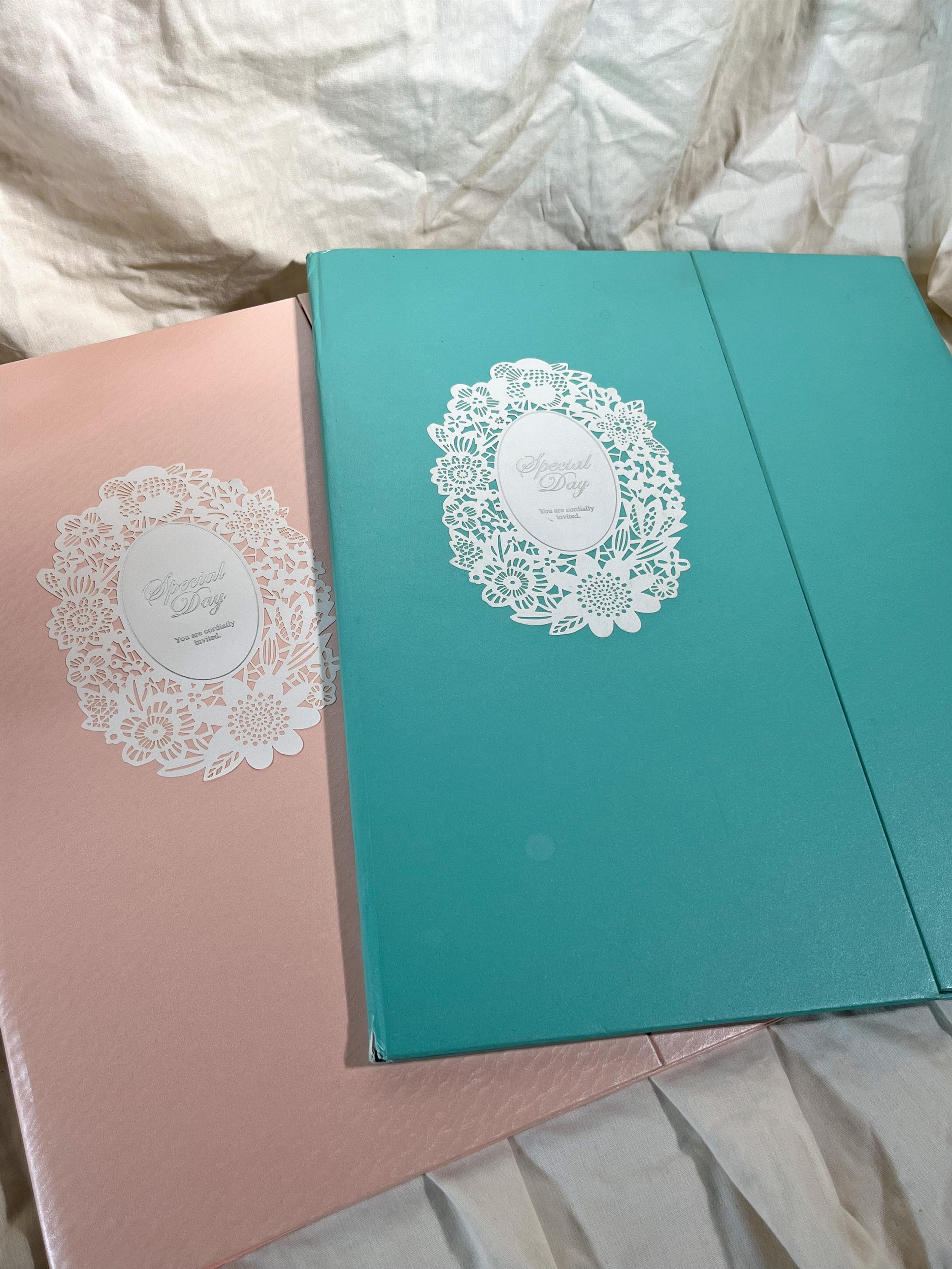 婚禮迎賓桌使用的簽名冊/湖水綠及粉色