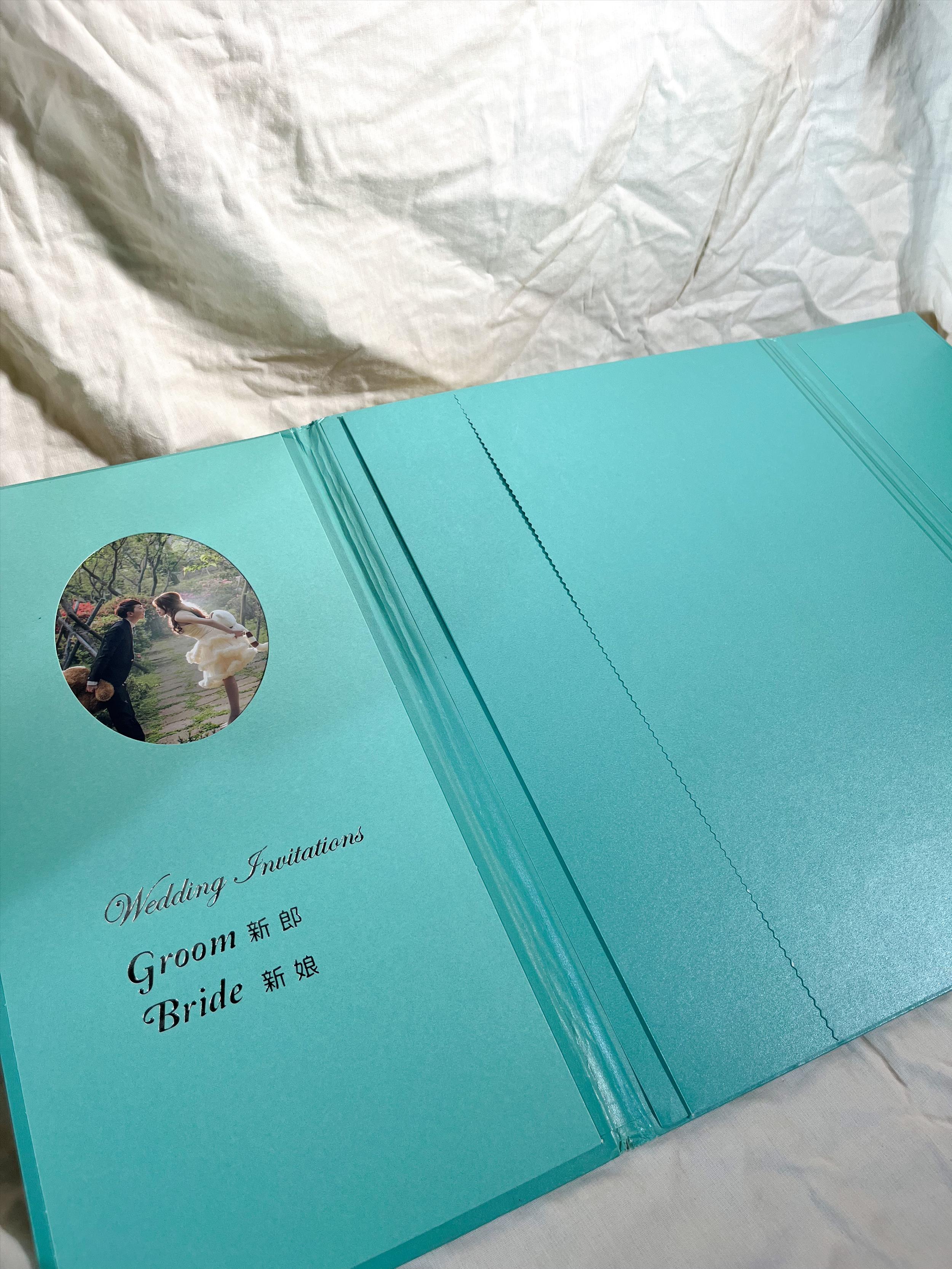 婚禮迎賓桌使用的簽名冊/湖水綠及粉色