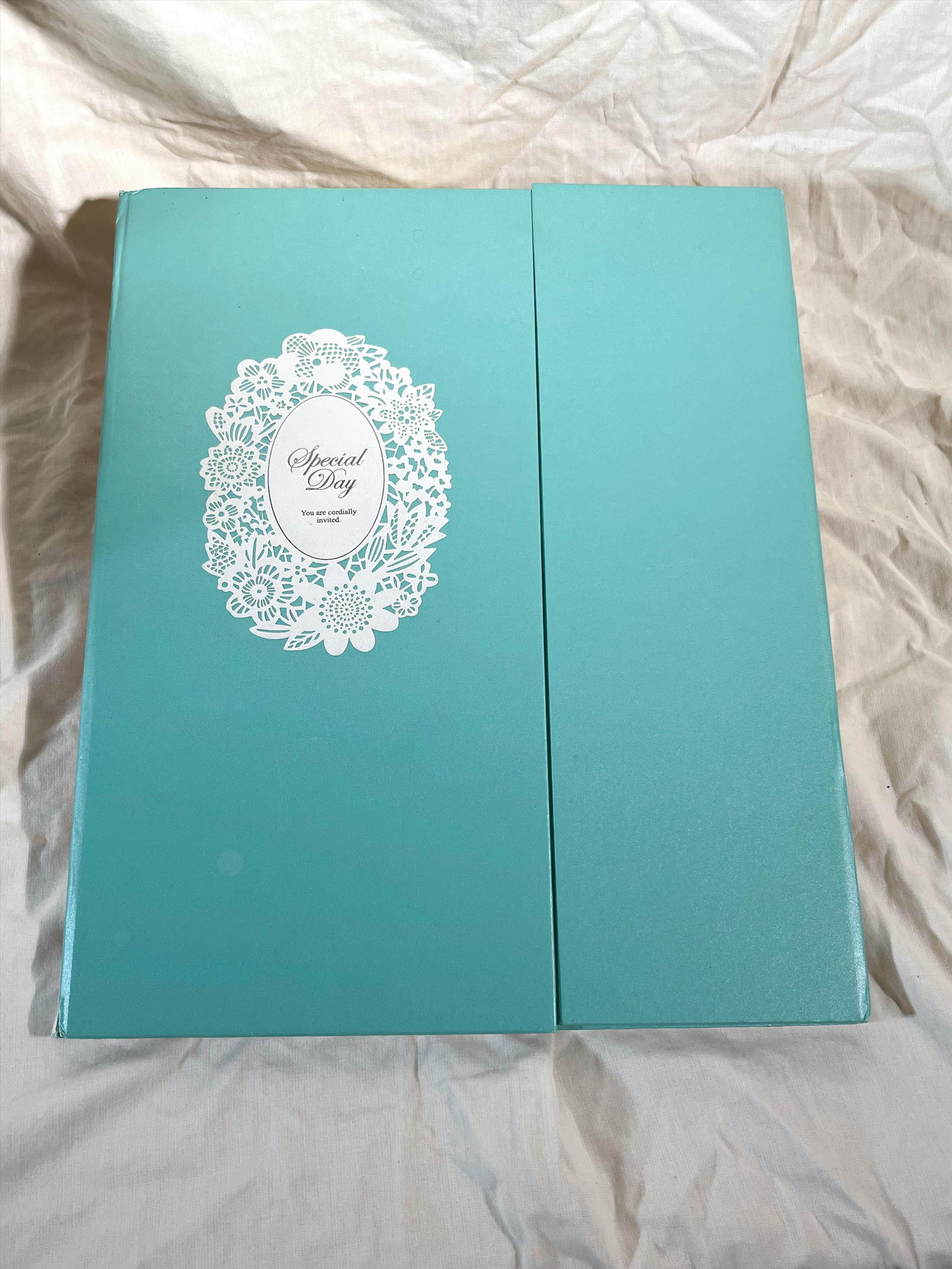 婚禮迎賓桌使用的簽名冊/湖水綠及粉色